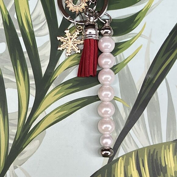 Elegant Pearl Bag Charm Keychain Genuine Suede Tassel Christmas Charms - Picture 5 of 11